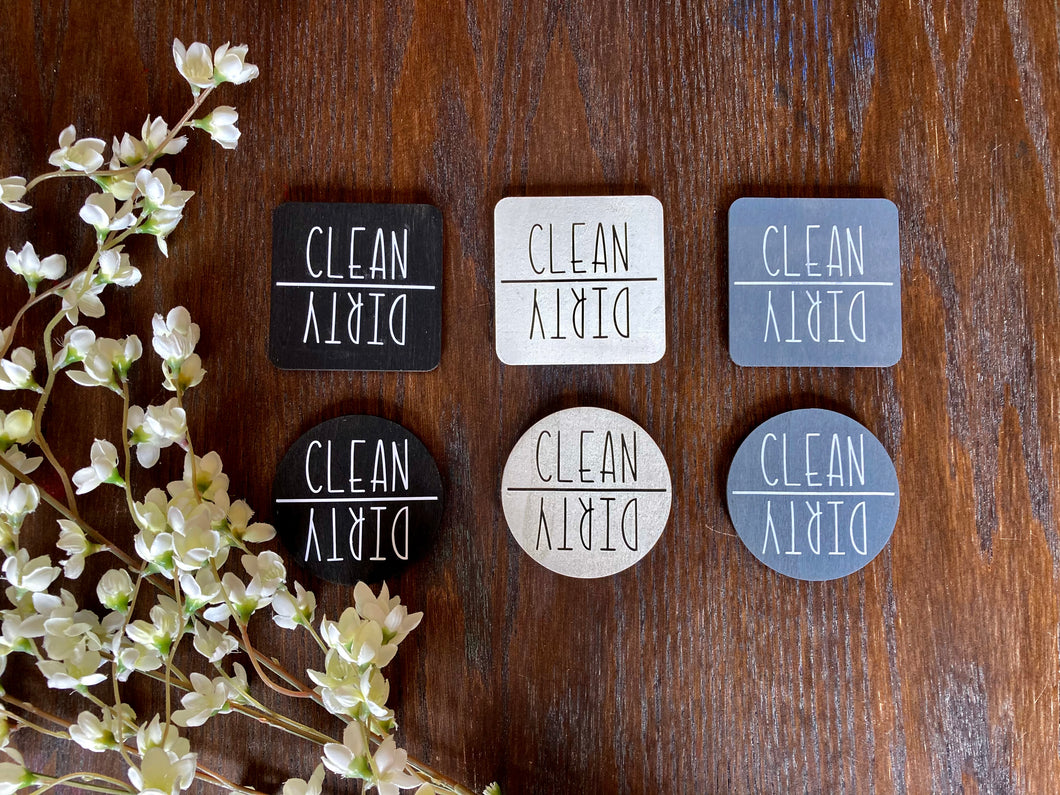 Clean/Dirty Circle or Square Dishwasher Magnet